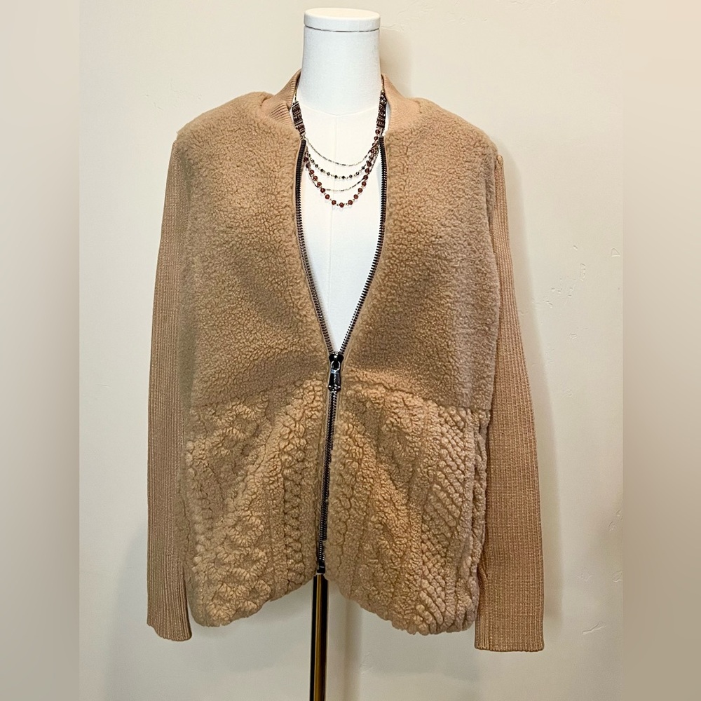 Stylish Bernardo Tan Textured Jacket